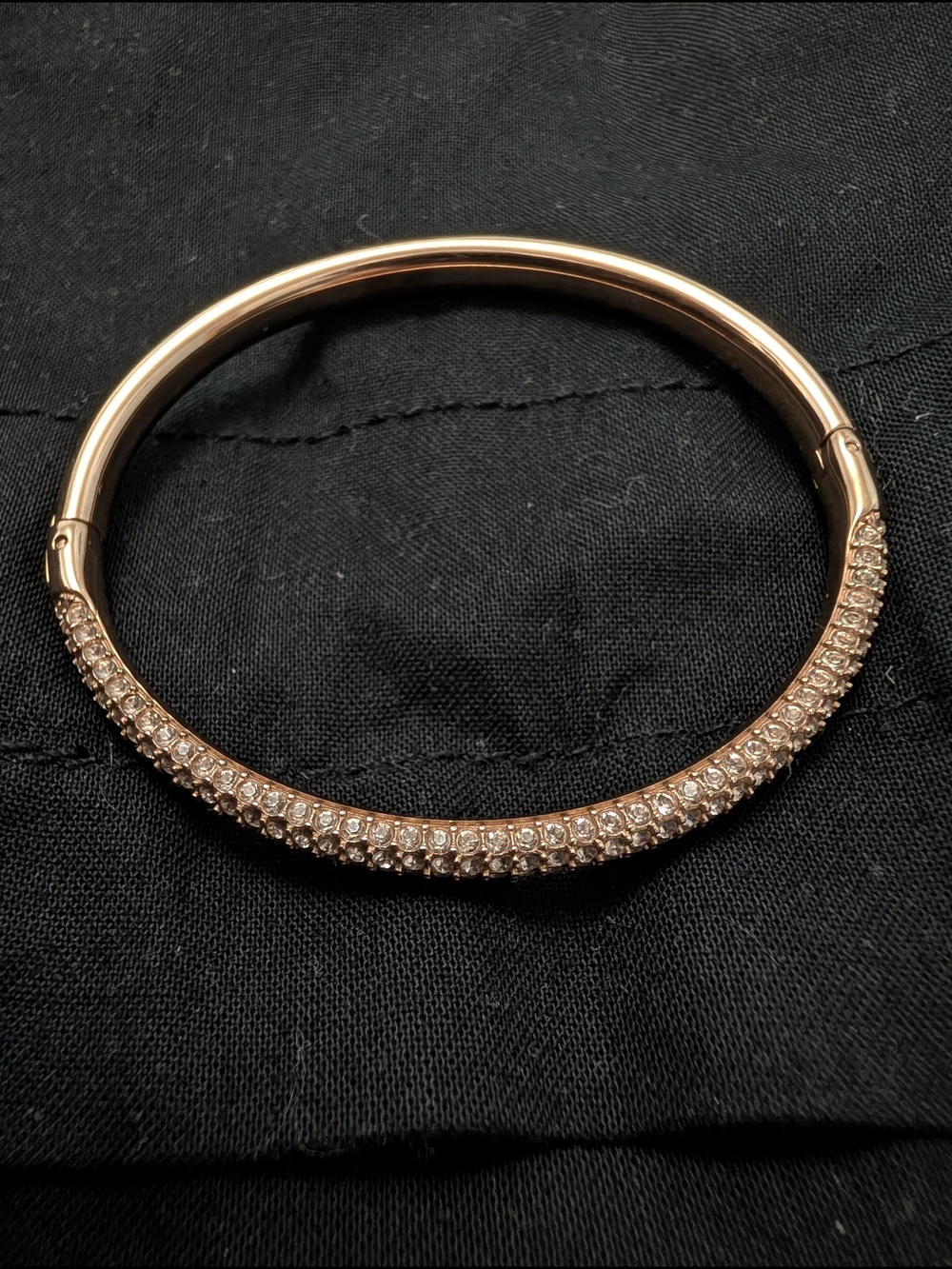 Rose Gold Pavé Crystal Hinged Bangle Bracelet